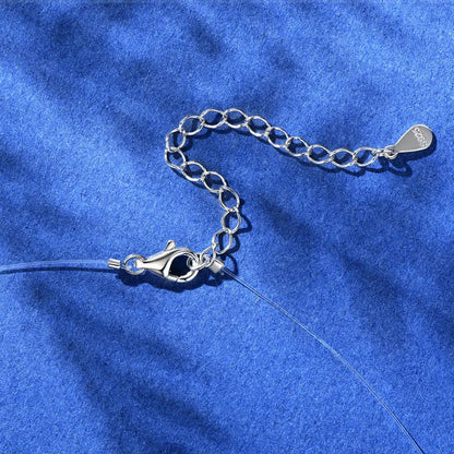 Anziw 2ct 1ct 0.5ct D Moissanite Pendant Necklaces for Women 925 Silver Adjustable Invisible Fish Line Chain Choker Gift 6.5-8mm