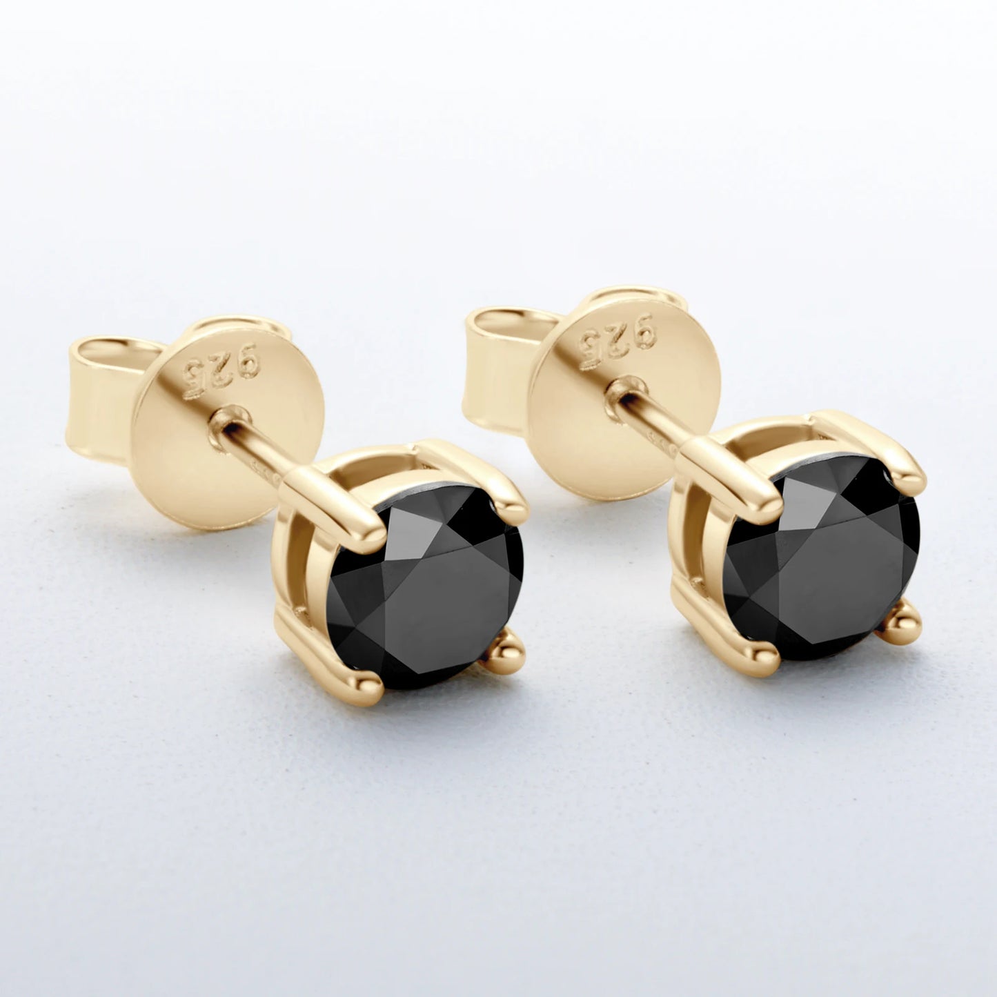 Anziw Sparkle Real Moissanite Black Stud Earrings Diamond 925 Silver Gold Ear Piercing Jewelry for Women Men Gifts 3mm/4mm/5mm