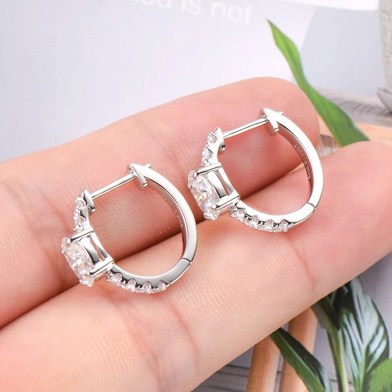 4.0cttw Oval Cut D Moissanite Jewelry Set Real 925 Silver Pendant Necklace and Luxury Hoop Earrings Sets for Women Trendy Gift